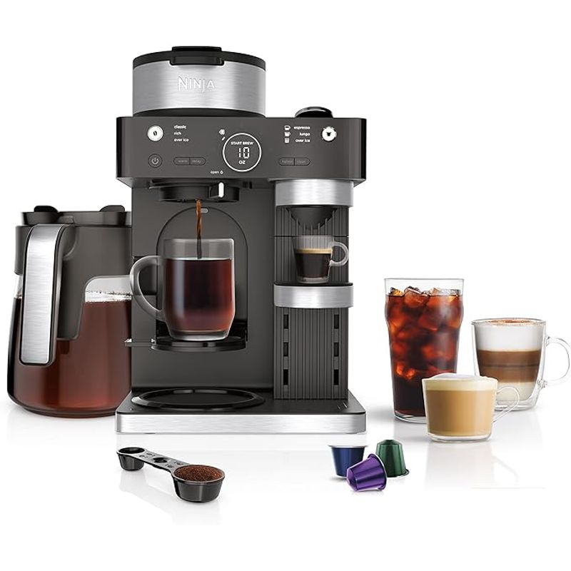 NINJA - Ninja Cafetera expreso 3 estilos de café expreso compatible con cápsulas de café de una sola porción y Nespresso