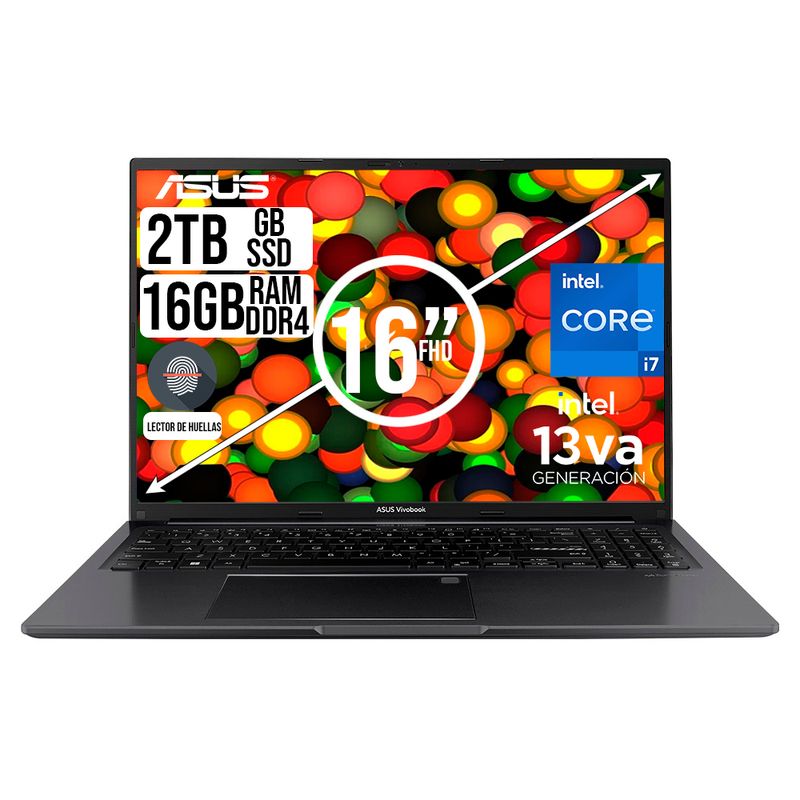 ASUS - PORTATIL ASUS VIVOBOOK INTEL CORE I7-13700H SSD 2TB RAM 16GB LED 16  FHD