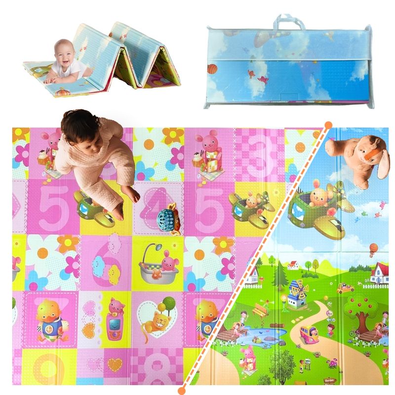 AMERICAN GENERICS - Alfombra Tapete De Juego Gateo Para Bebe Plegable Reversible