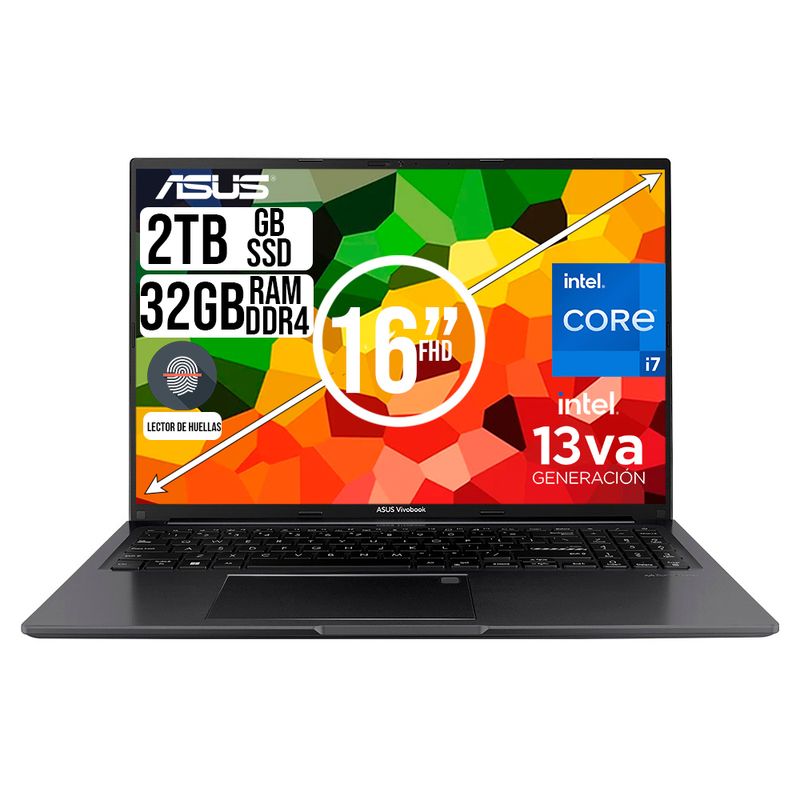 ASUS - PORTATIL ASUS VIVOBOOK INTEL CORE I7-13700H SSD 2TB RAM 32GB LED 16 FHD