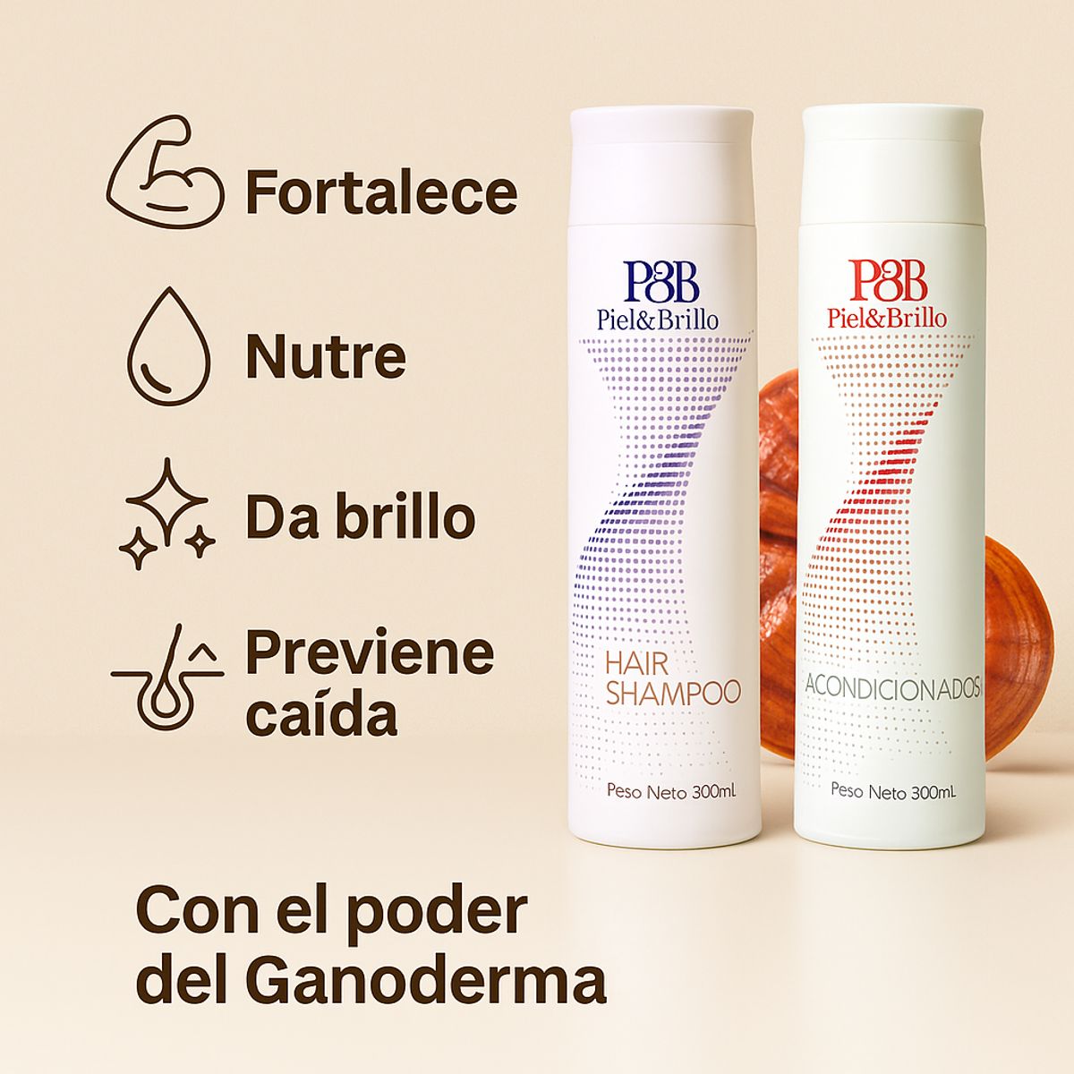 GANO EXCEL - Kit Shampoo + Acondicionador Ganoderma Piel y Brillo