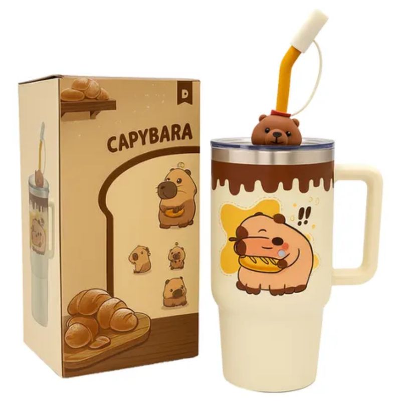 TECNOHOGAR JS - Termo Botella Acero Bebida Caliente Fría Capibara 1000ml