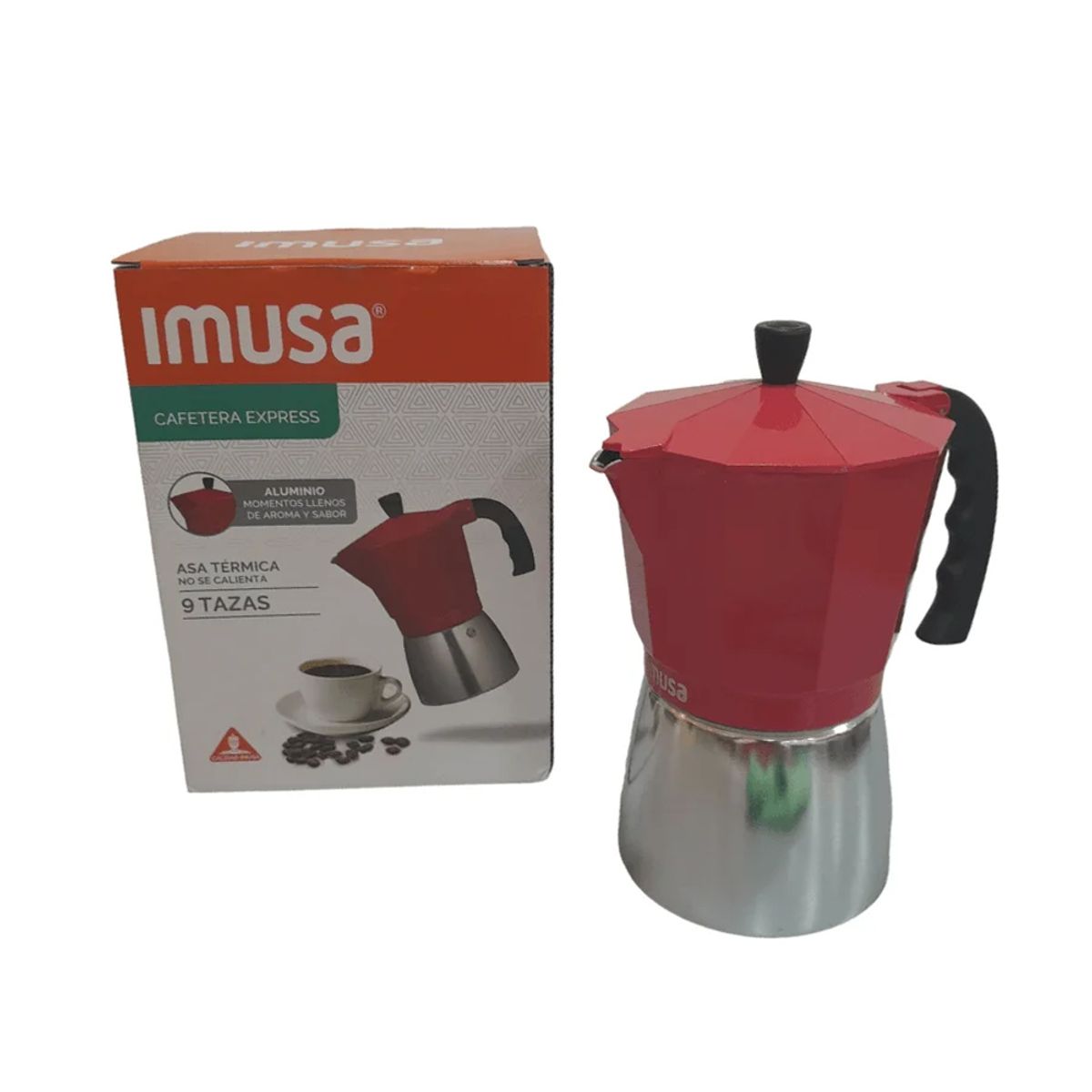 IMUSA - Cafetera Express de Aluminio Imusa 9 Tazas Roja