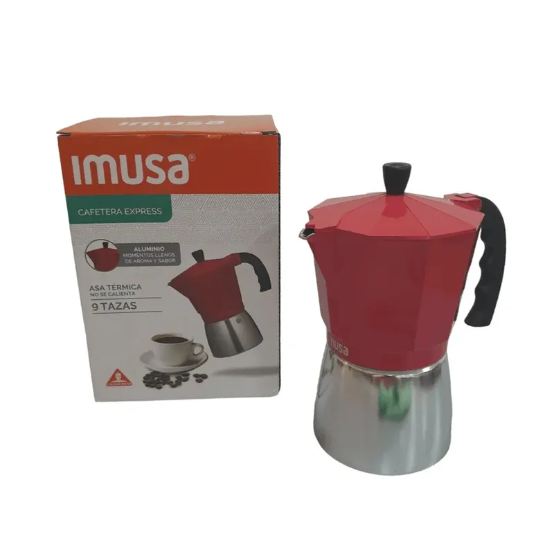 IMUSA - Cafetera Express de Aluminio Imusa 9 Tazas Roja
