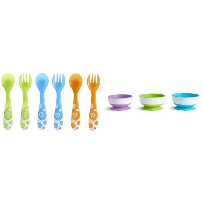MUNCHKIN - Cubiertos para bebés Munchkin y cuencos Stay Put 9 piezas
