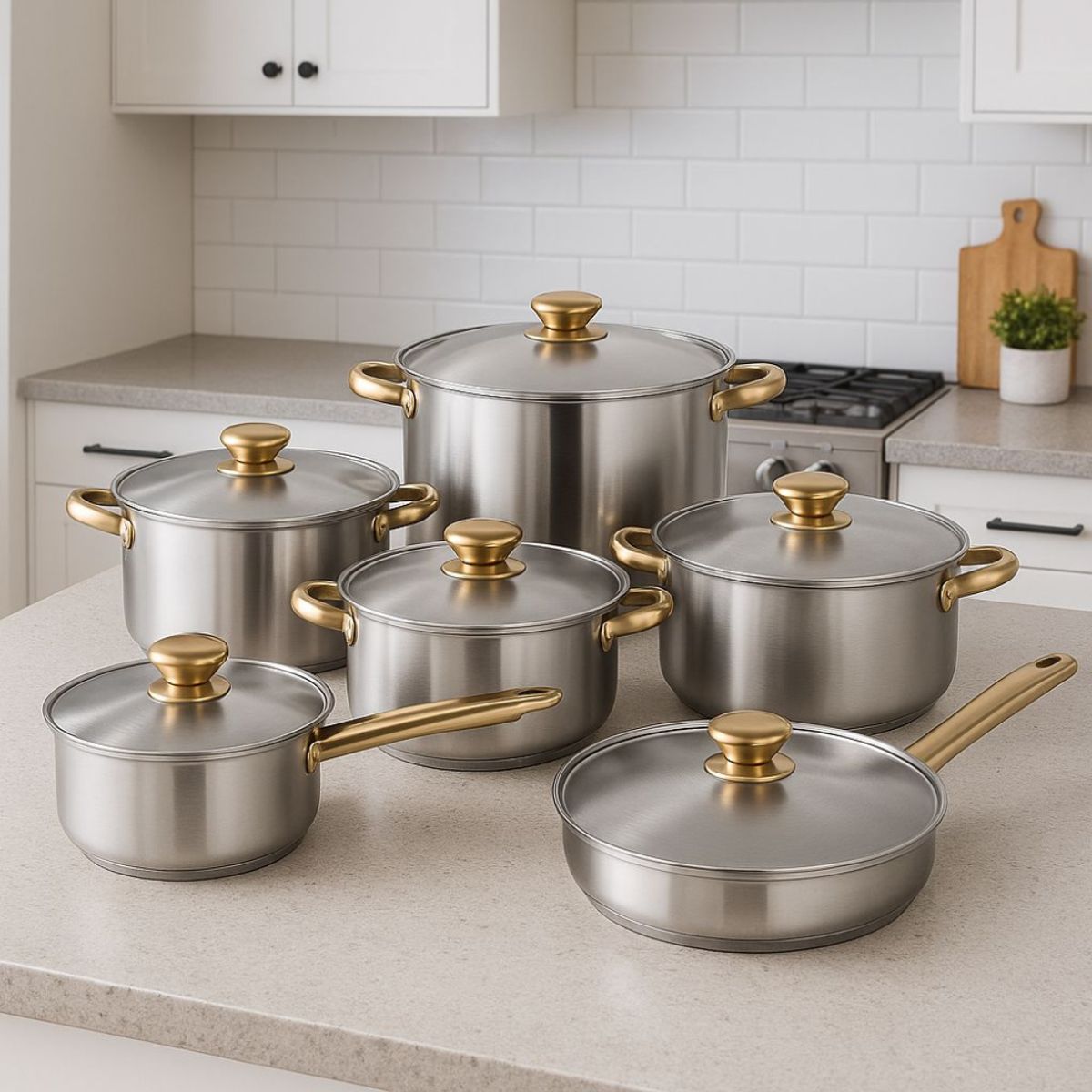 TECNOHOGAR JS - Combo Juego Ollas Bateria Cocina Set Utensilios En Acero