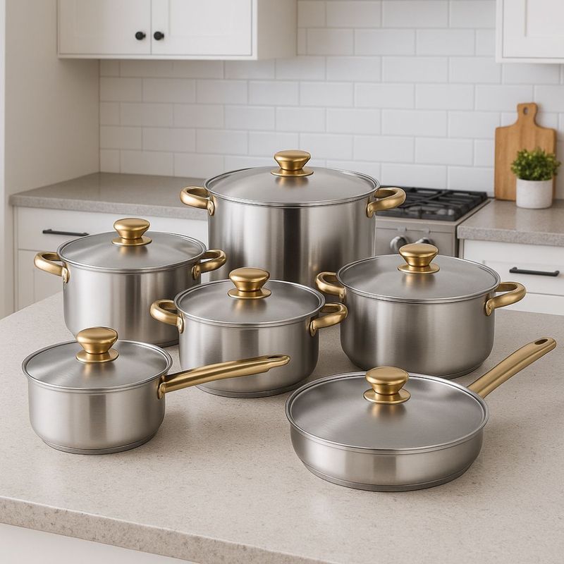 TECNOHOGAR JS - Combo Juego Ollas Bateria Cocina Set Utensilios En Acero