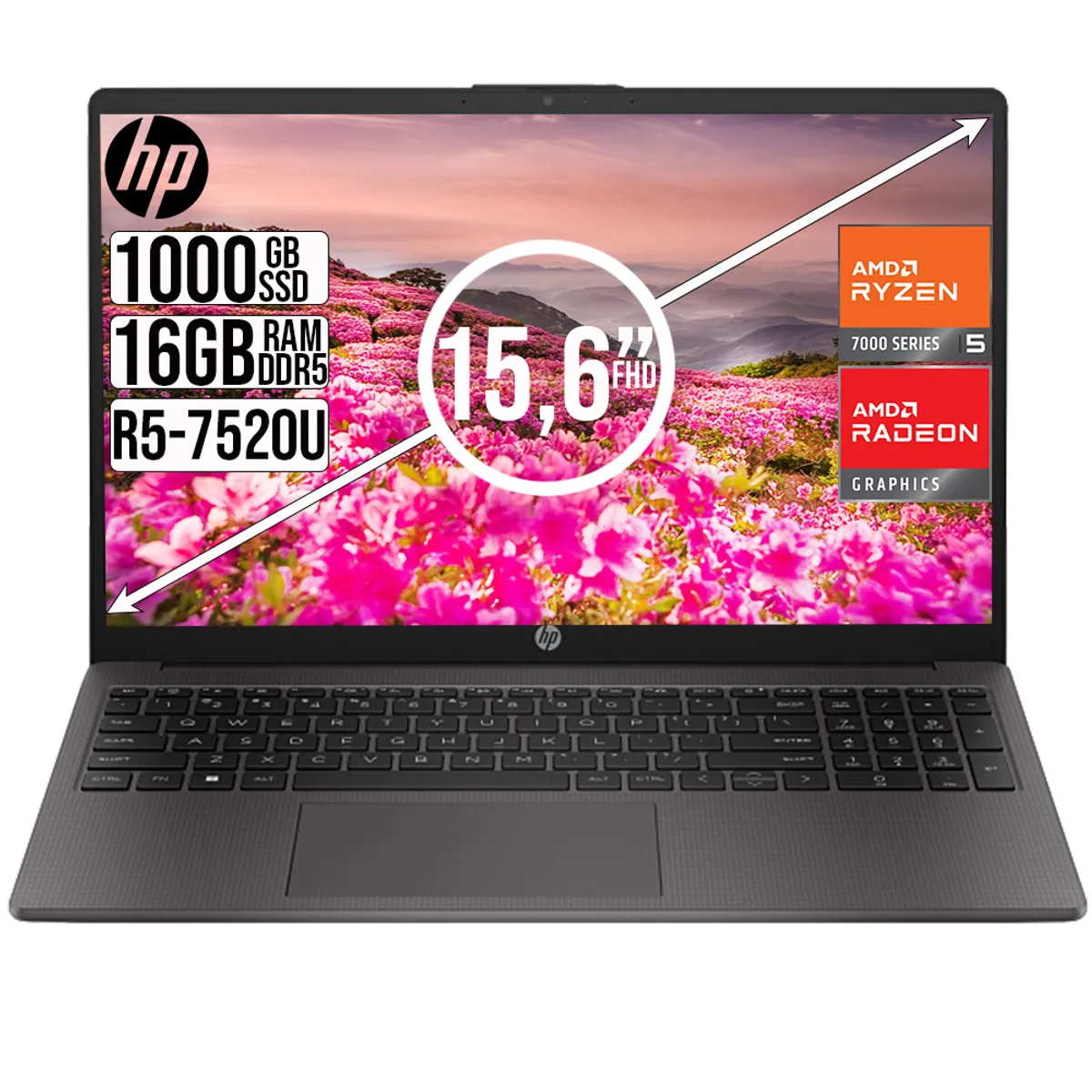 HP - PORTÁTIL HP 255 G10 AMD RYZEN 5-7520U 16GB RAM 1TB SSD 15.6 FHD