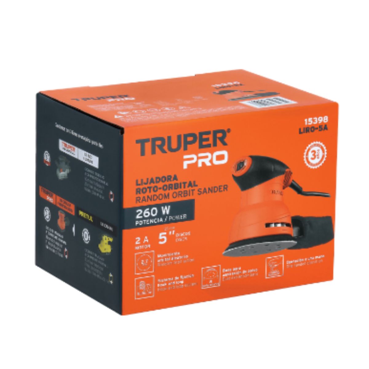 TRUPER - Lijadora roto orbital 5 260W TRUPER PRO 15398