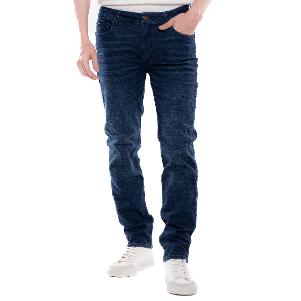 COLOR BLUE - Brixton/Slim Fit Jeans Tono Oscuro