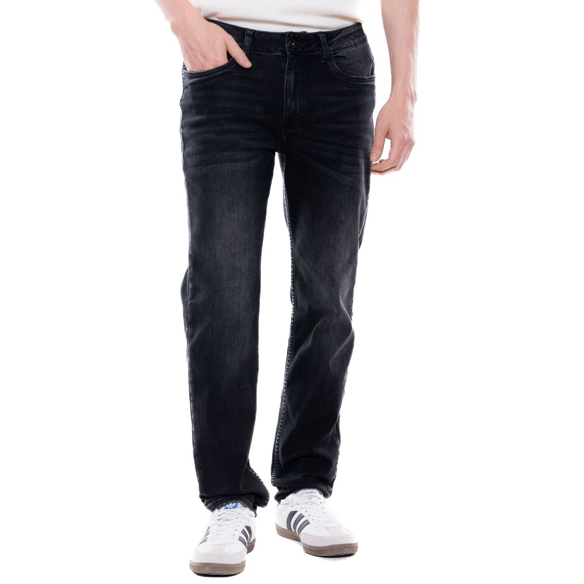 COLOR BLUE - Black BrixtonSlim Fit Jeans Con Desgastes