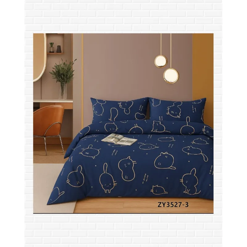 SIRENITAS - Juego de sabanas Cama King Azul Oscuro Gatos