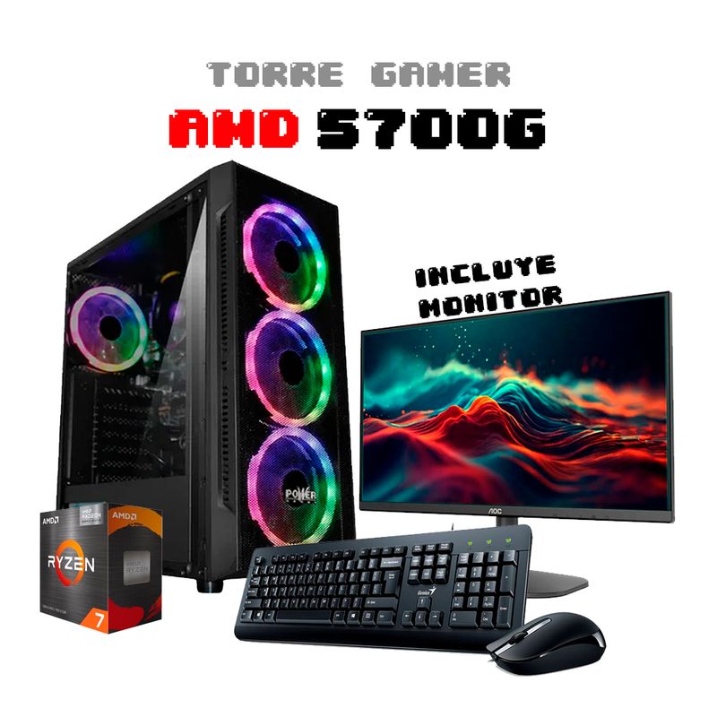 AMD - PC Gamer Ryzen 7 5700G / RAM 32GB / SSD 1TB / Board A520 / Monitor 22" FHD