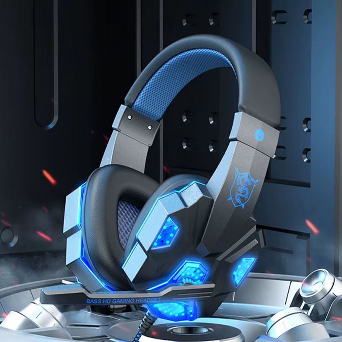GENERICO - Audifonos Diadema Gamer SY830 Auriculares Pc Luces Led Azul