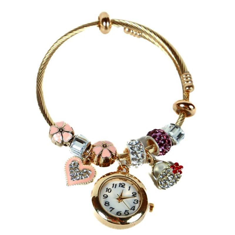 DAYOSHOP - Reloj pulsera acero inoxidable dorada corazón- con estuche