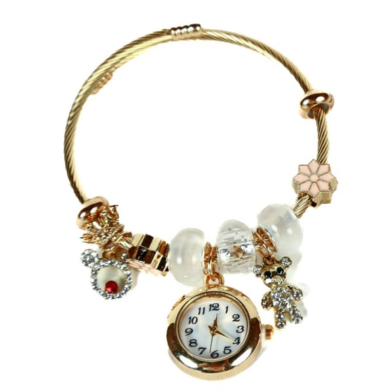 DAYOSHOP - Reloj pulsera acero inoxidable dorada oso- con estuche