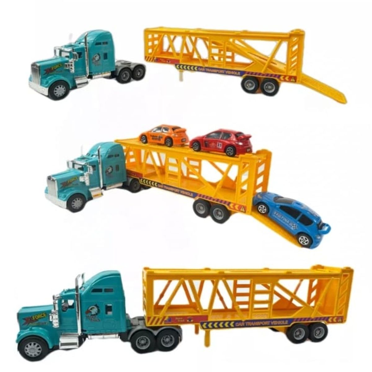 GENERICO - Camión Transportador de Carros con 3 Autos Incluidos
