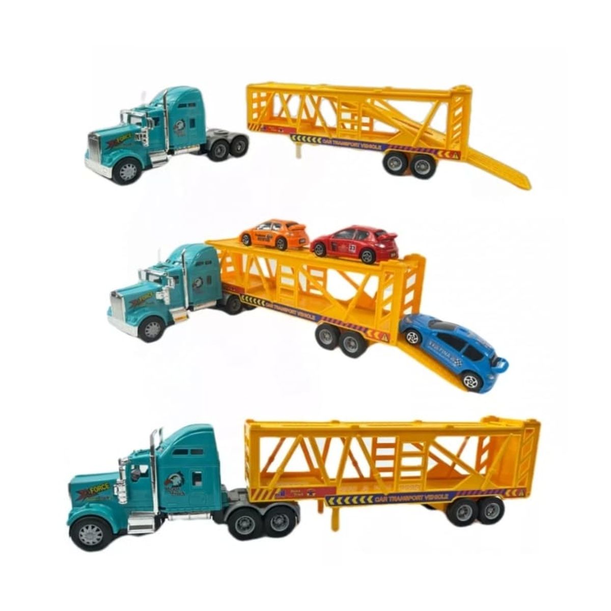 GENERICO - Camión Transportador de Carros con 3 Autos Incluidos