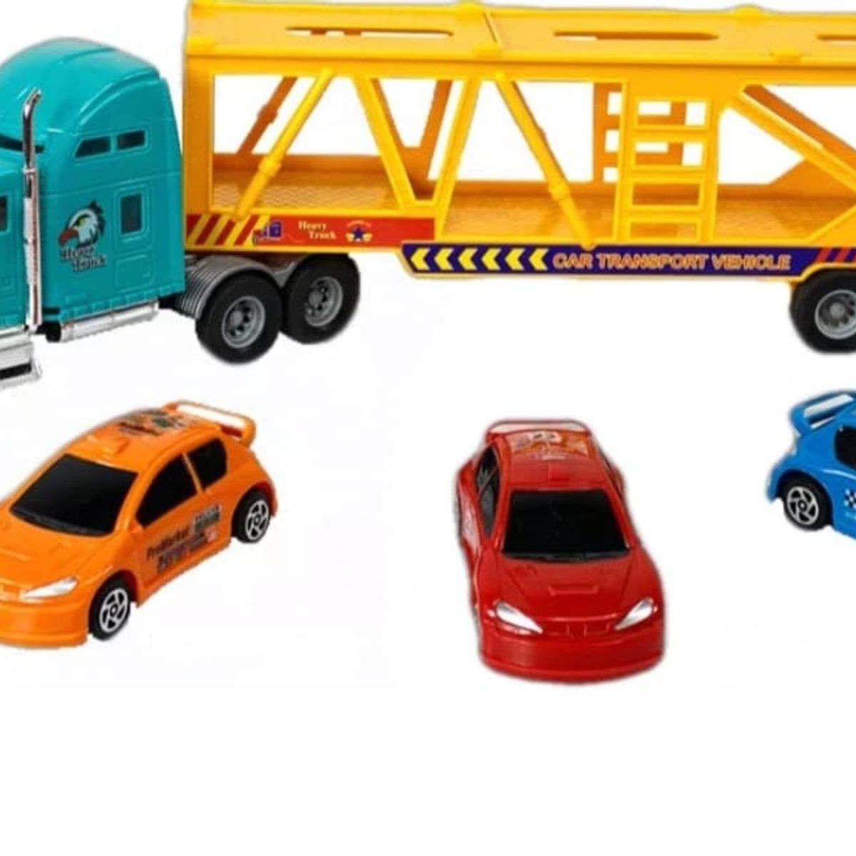 GENERICO - Camión Transportador de Carros con 3 Autos Incluidos