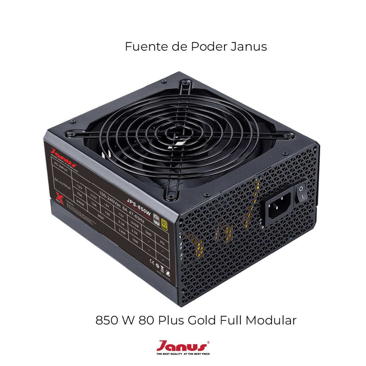 JANUS - Fuente de Poder Janus 850W 80 Plus Gold Full Modular