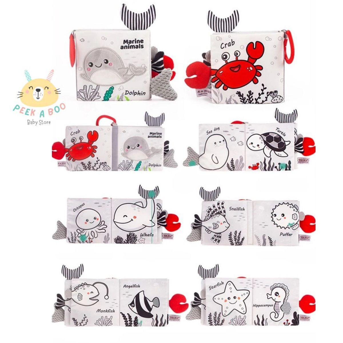 GENERICO - Libro Sensorial De Tela Con Colitas De Estimulación Marine