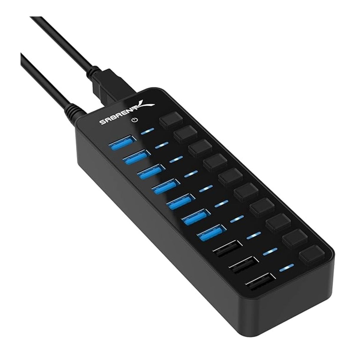 GENERICO - Hub Usb 3.0 De 60w Sabrent Con 10 Puertos Y Carga Rápida