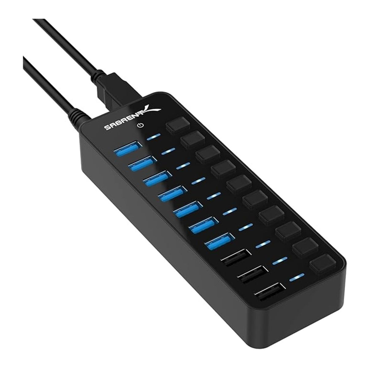 GENERICO - Hub Usb 3.0 De 60w Sabrent Con 10 Puertos Y Carga Rápida