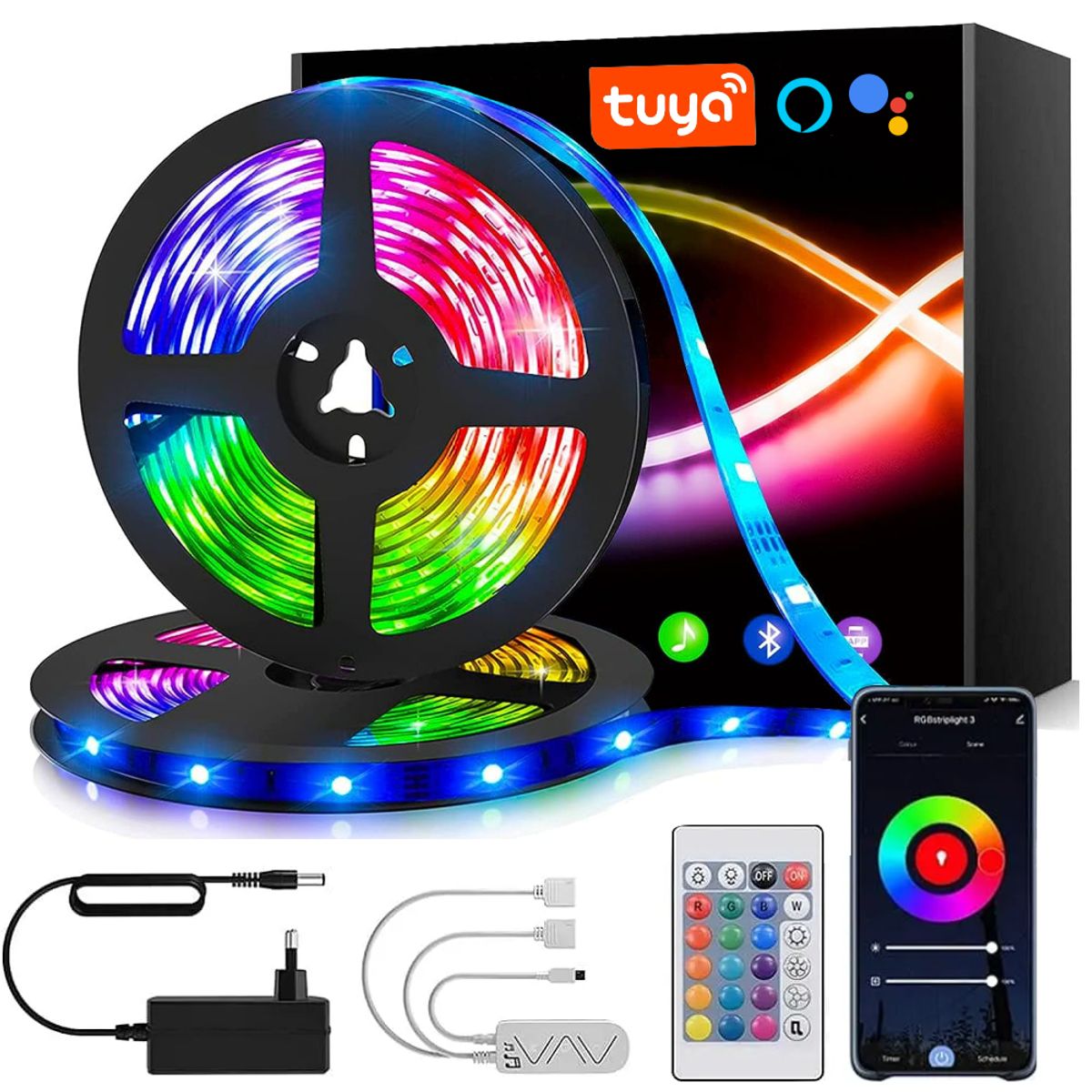 COLME TECHNOLOGY HOME - Cinta Led Rgb 10m Wifi Control Por Voz App Tuya Alexagoogle
