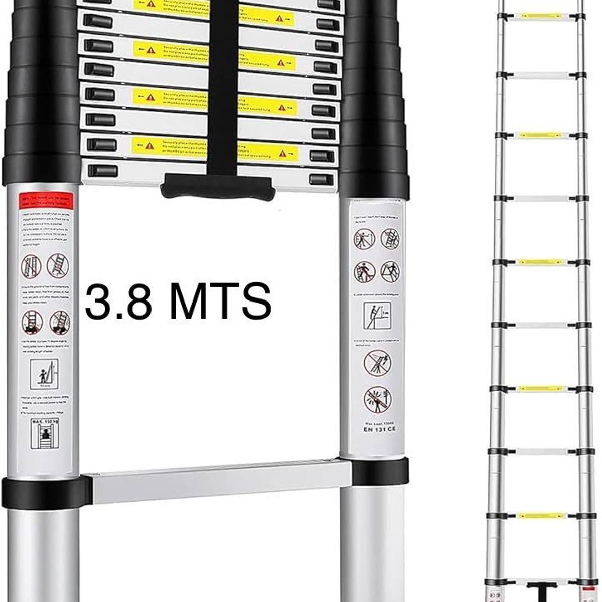 GENERICO - Escalera Telescópica Plegable Retráctil 12 Pasos 3.8 Metros