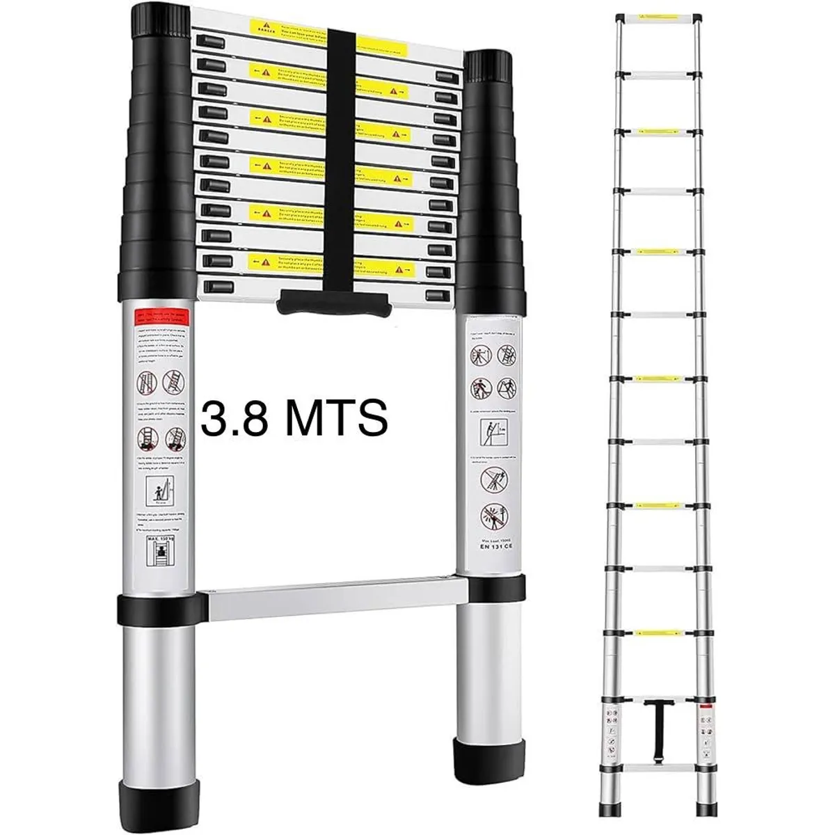 GENERICO - Escalera Telescópica Plegable Retráctil 12 Pasos 3.8 Metros