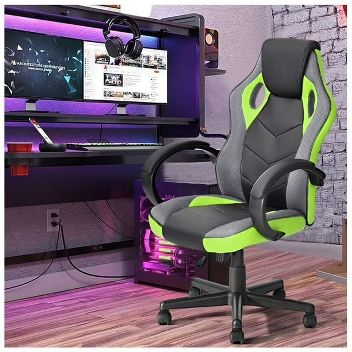 HOMESALE - Silla Gamer Ergonomica Reclinable MultiColor cuero sintético