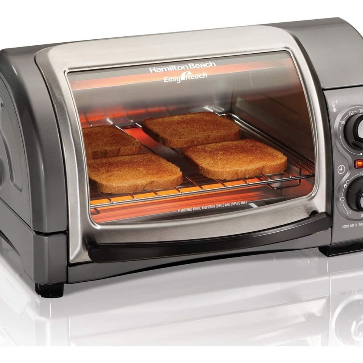 HAMILTON BEACH - Horno De Mesa Eléctrico Hamilton Beach Easy Reach Plata 120v