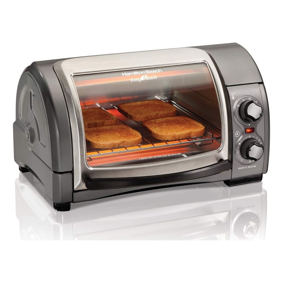 HAMILTON BEACH - Horno De Mesa Eléctrico Hamilton Beach Easy Reach Plata 120v