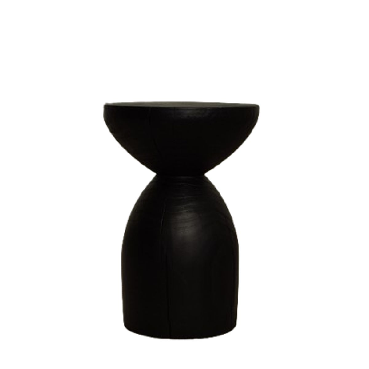 GENERICO - Mesa Auxiliar  Banco Escultural en Madera Maciza  Acabado Negro Mate