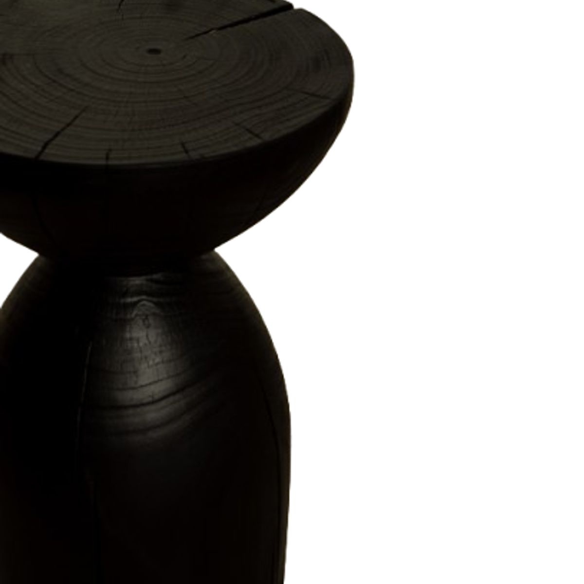 GENERICO - Mesa Auxiliar  Banco Escultural en Madera Maciza  Acabado Negro Mate