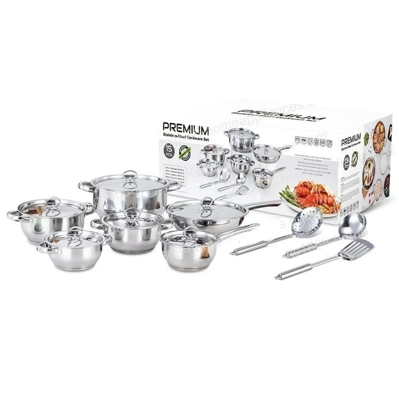 RENAHOUSE - Bateria De Ollas Renahouse 15 piezas Acero Inoxidable