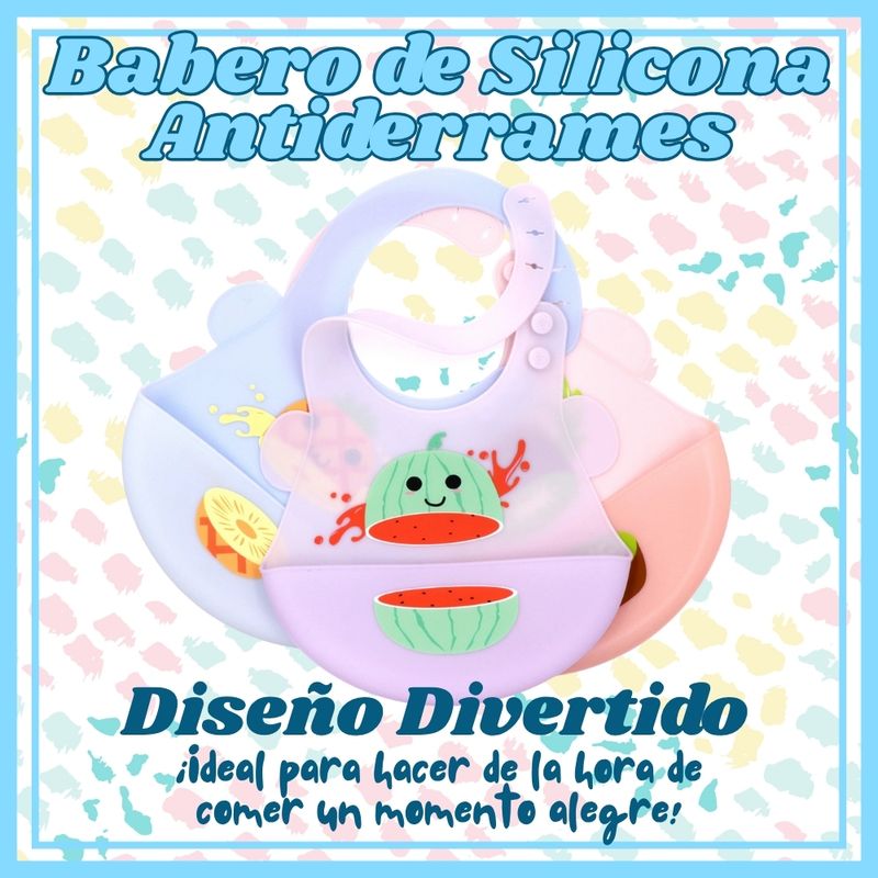 AMERICAN GENERICS - Babero Silicona Impermeable Bebe Alimentacion Pack x 3 Unds