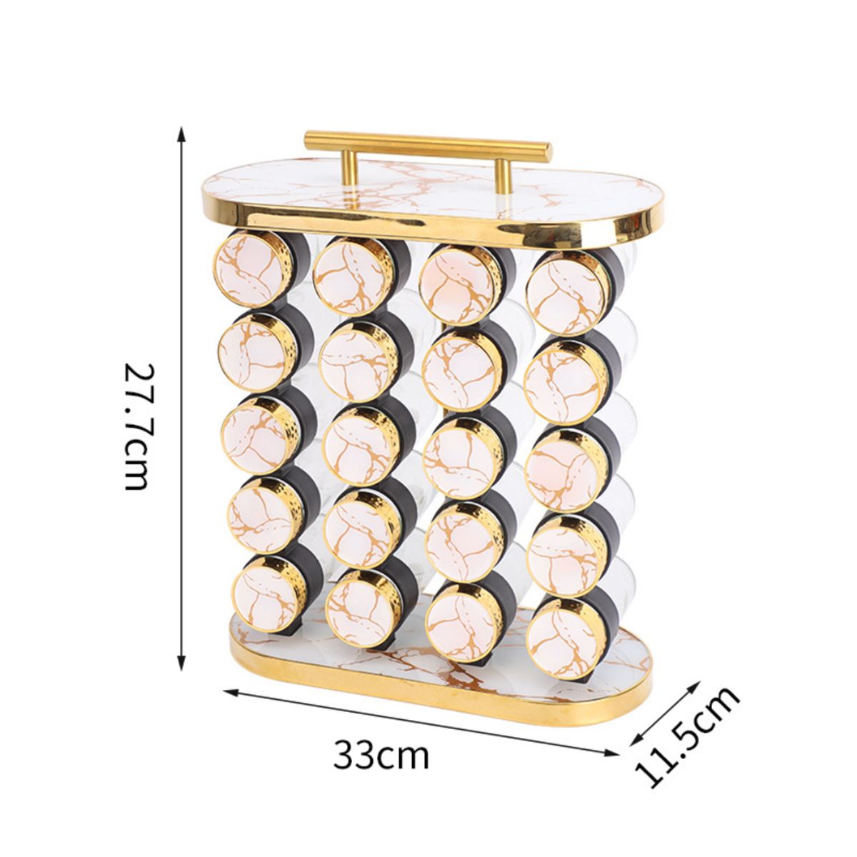 TECNOHOGAR JS - Condimento Especiero Organizador Especias 12 Frascos Vidrio