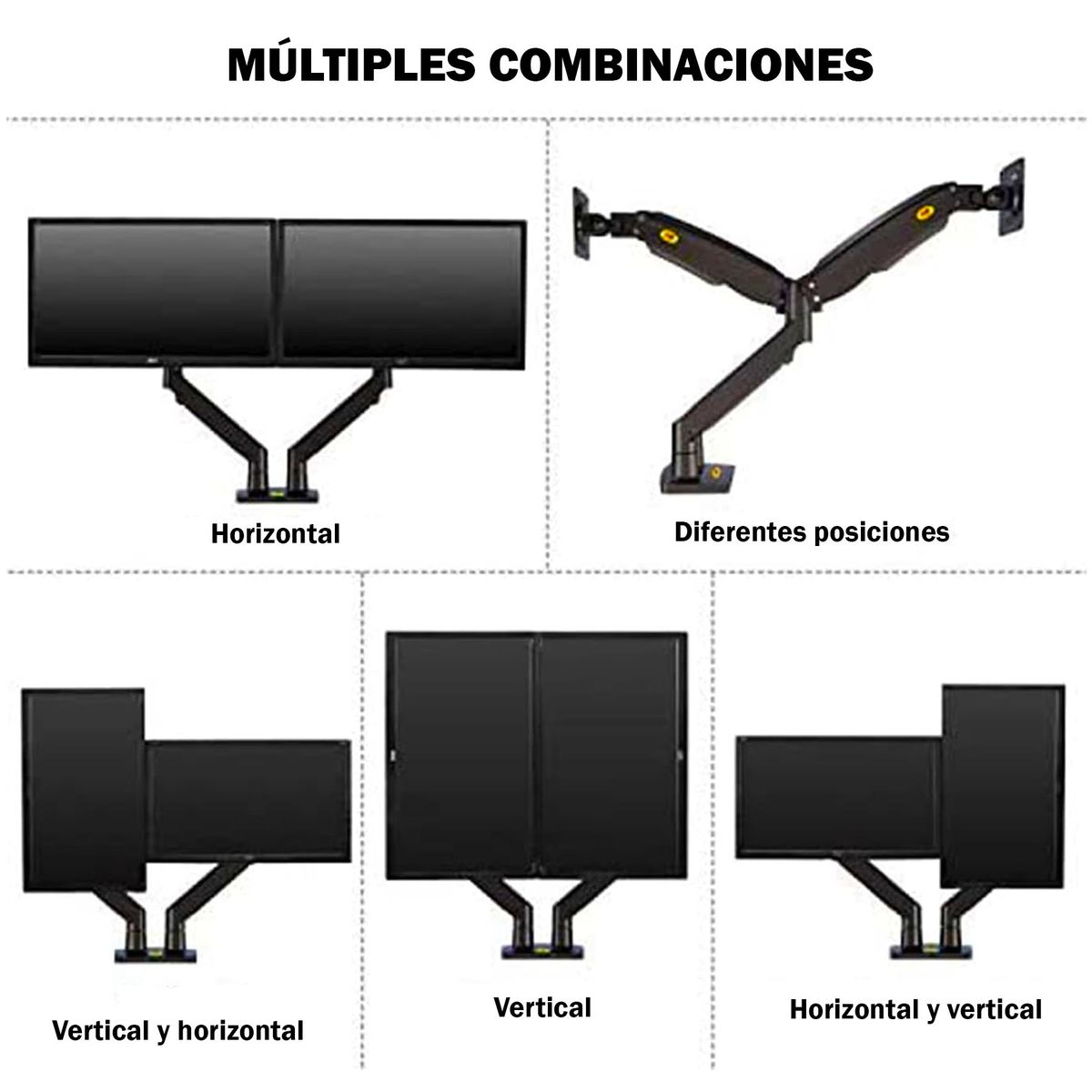 ONE PIXEL - Soporte Para Computador Dos Brazos Monitor Doble NB North Bayou F160