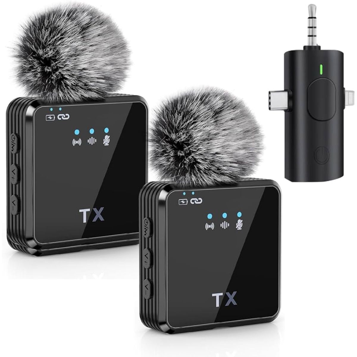 TECNOHOGAR JS - Micrófono Solapa Inalámbrico 3 En 1 F11 Cancelacion Ruido X2