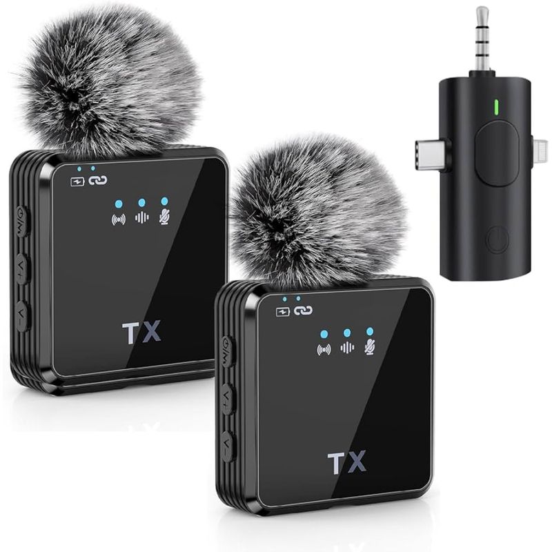 TECNOHOGAR JS - Micrófono Solapa Inalámbrico 3 En 1 F11 Cancelacion Ruido X2