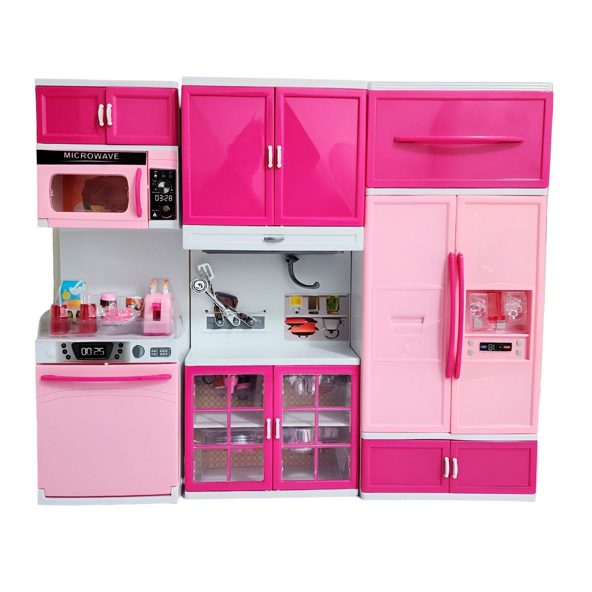 GENERICO - Cocina Muñecas Horno Luz Nevera Sonido 3 Modulos Niñas