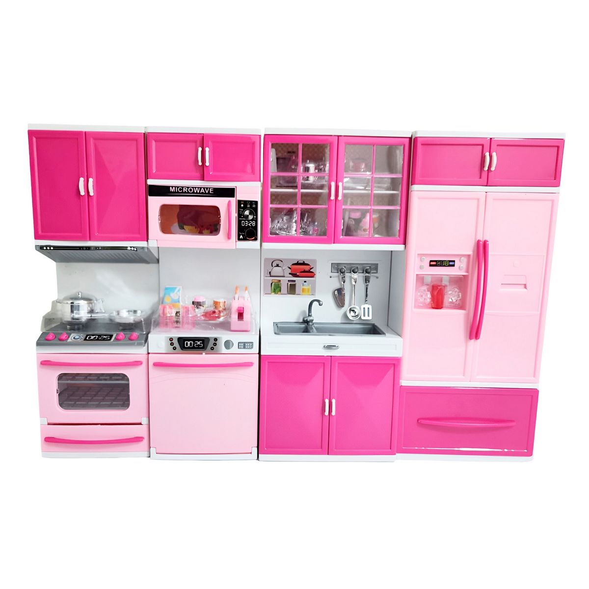 GENERICO - Cocina Muñecas Horno Luz Nevera Sonido 4 Modulos Niñas