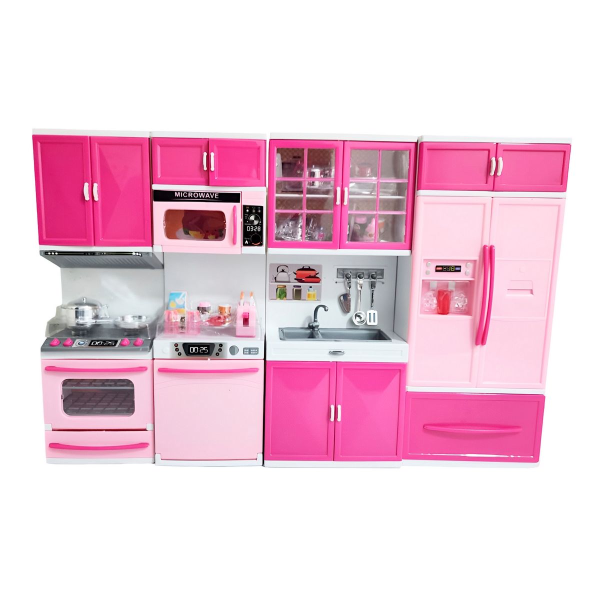 GENERICO - Cocina Muñecas Horno Luz Nevera Sonido 4 Modulos Niñas