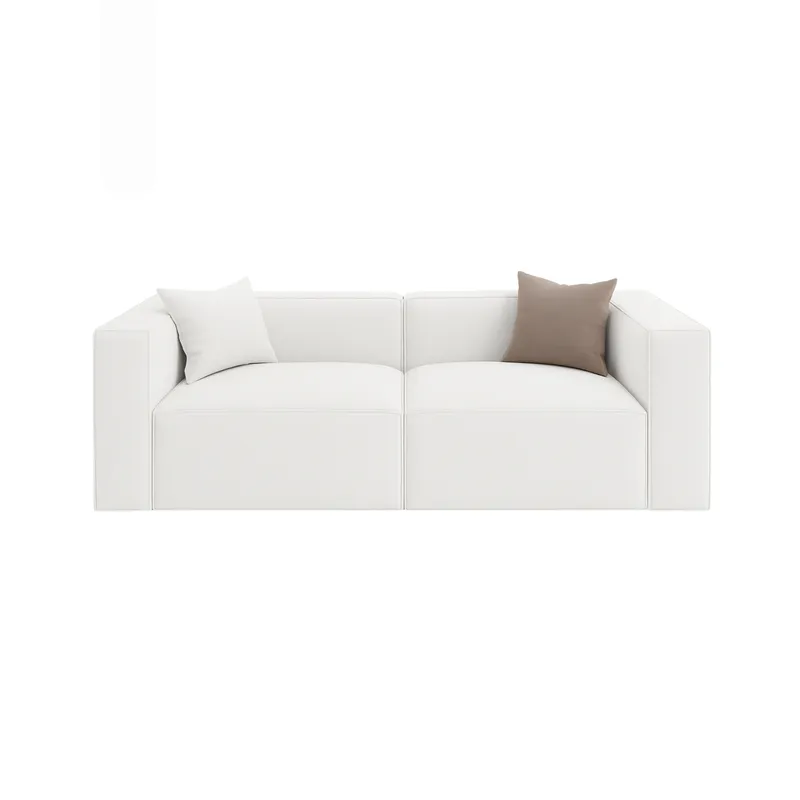 GENERICO - Sofá Gomez 2 Puestos Moderno Moderno Tela antifluidos 160x80x70 Blanco