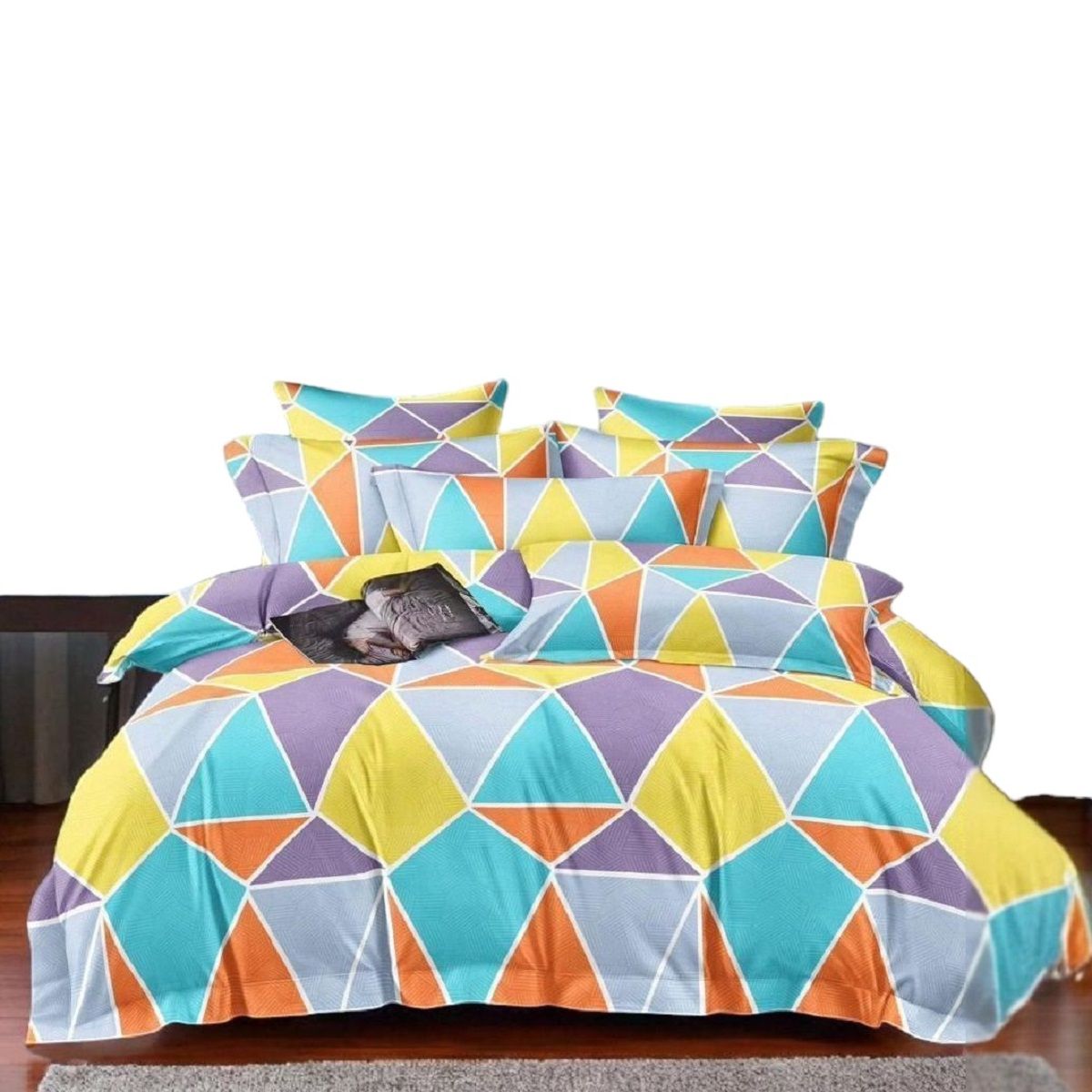 VOYPRE - Edredón Estampado - Unicolor Grueso Tamaño Doble Triángulos Colores-Bl