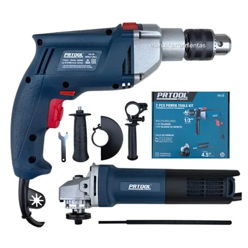 PROTOOL - Combo Taladro Percutor 1/2 800w Y Pulidora 4.5 710w
