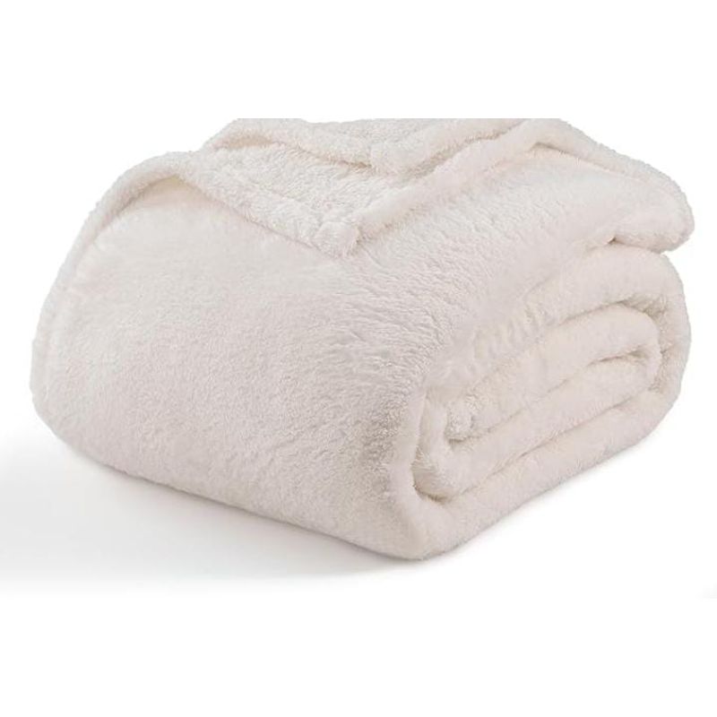 SIRENITAS - Cobija térmica Sherpa 2.60 x 2 metros Cama Queen Blanco Marfil