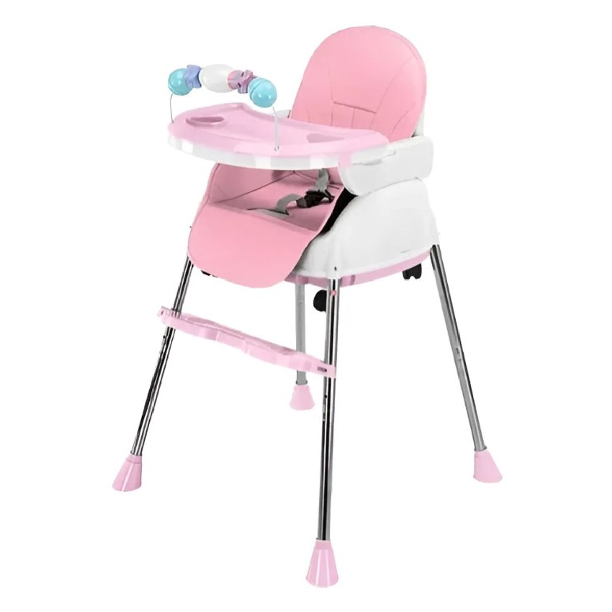 FRAGOLA KIDS - Silla Comedor Bebe 4En1 Juguetes Doble Bandeja Booster Rosa
