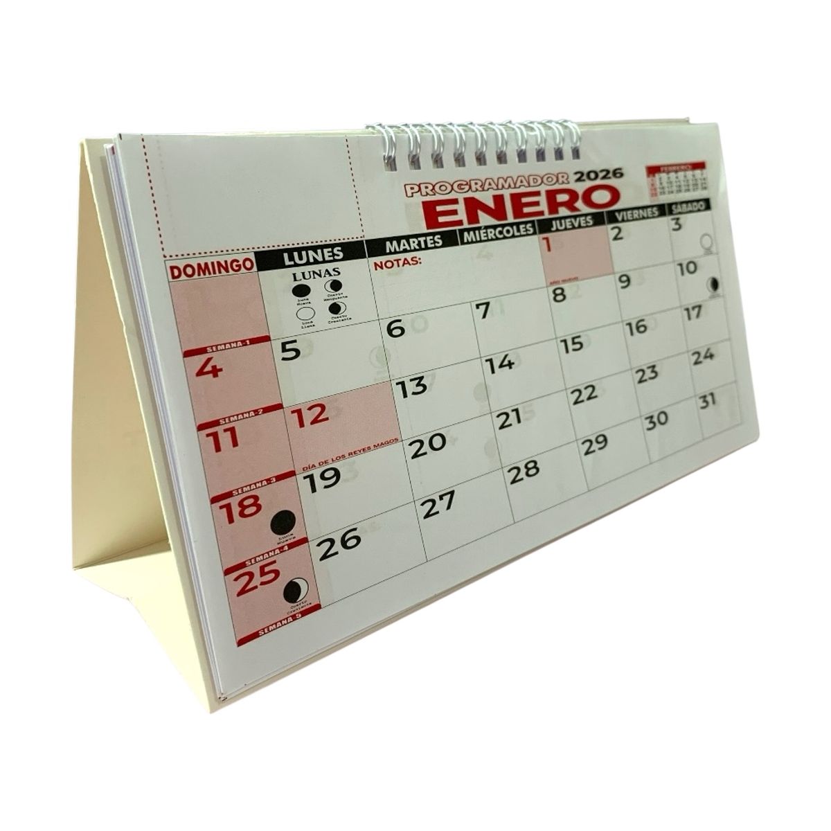 GENERICO - Calendario Programador 2026 Escritorio Pequeño 12x23cm